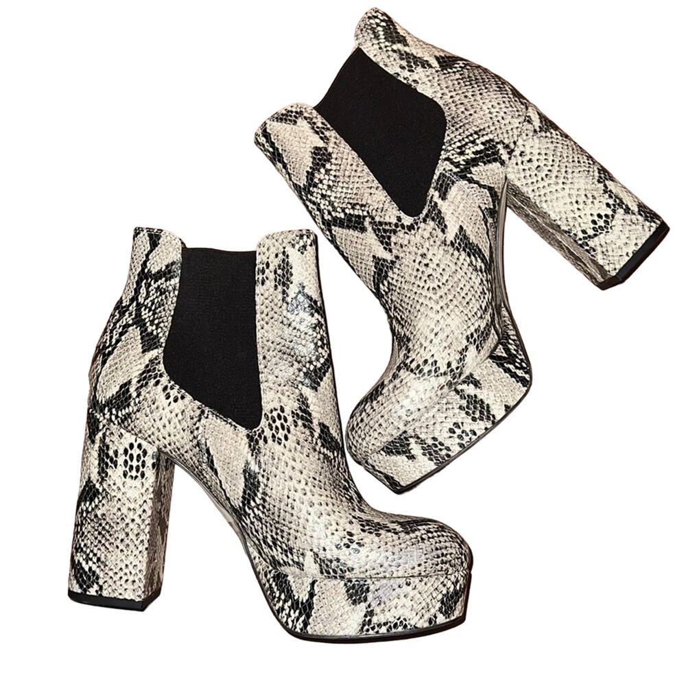 Sam Edelman Abella Platform Chelsea Boots Reptile Embossed Size 9.5M Used